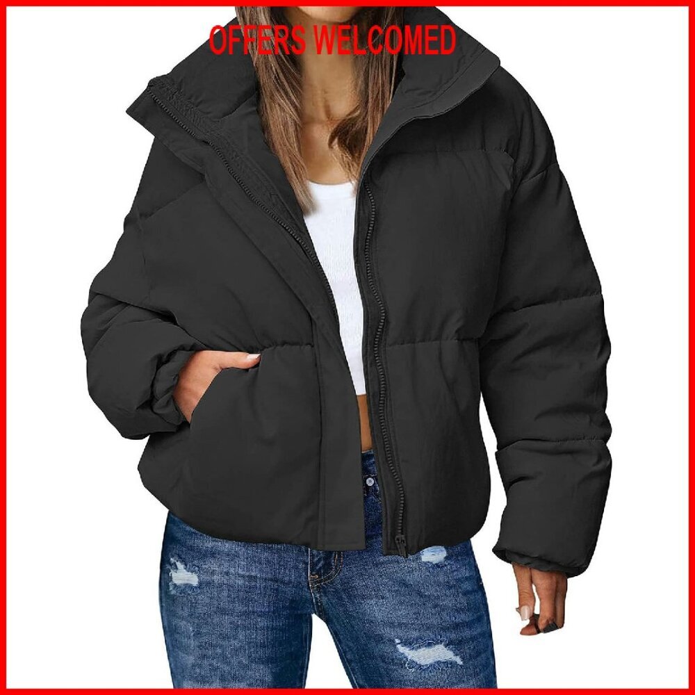 Women's Winter Puffer Jacket Quilted Stand Collar Zip Up Casual Outerwear